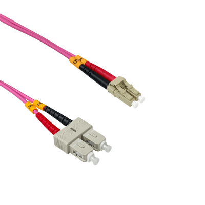 JF4LC10 Cable de Fibra Óptica Duplex Multimodo OM4 LC-SC LSZH de 10 metros 50/125µm 3mm.