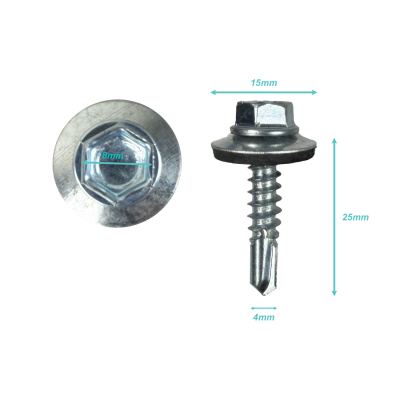 YUZ0-08. Tornillo Rosca-Cortante Cabeza-Hexagonal 8mm Lote-100u. Paso-1,0 Dimensiones-12x25mm Acabado-Zincado