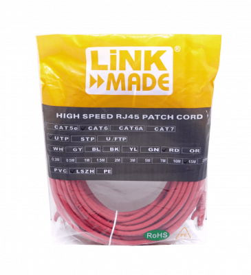 CP6R-150L LINKMADE Cable de Conexión Multihilo Cat6 U/UTP Rojo LSZH de 15 metros Moldeado por Inyección