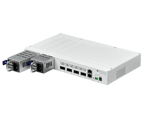 CRS504-4XQ-IN MIKROTIK 4-QSFP28-100G 1-100 L5 36-57VDC 2-220VAC necesita-cables-C13 PoE-entrada