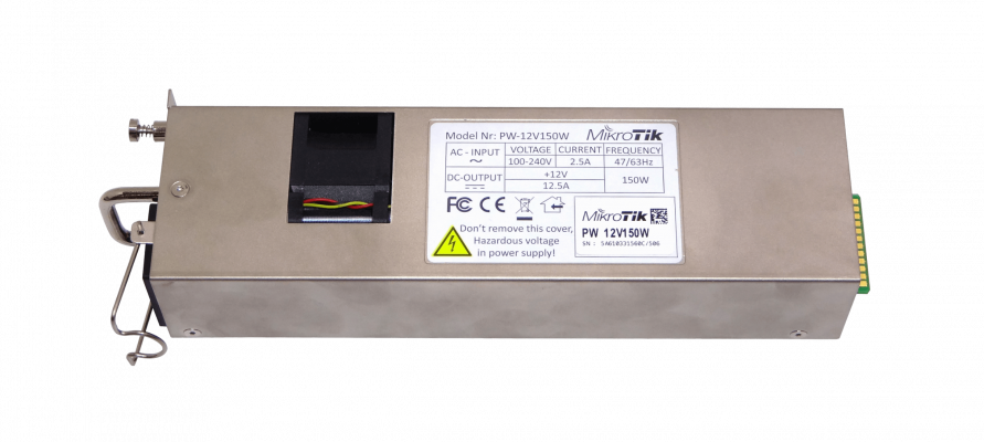 12POW150 MIKROTIK 100-240VAC C14 Alimentador Repuesto CCR1072 CCR2216 CRS504 CRS518