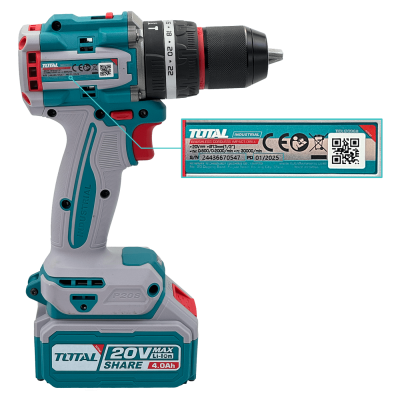 TOTAL-20V TOTAL P20S 20V 2x4A Baterías de Litio Taladro Percutor 1,5-13mm TIDLI20968