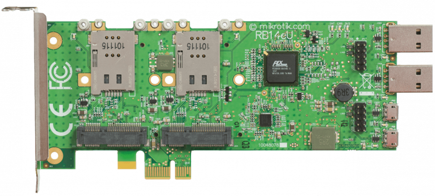 RB14EU MIKROTIK PCIe-x1 4-MINIPCIE 4-SIMCARD 6-USB Low/Normal-Profile Tarjeta