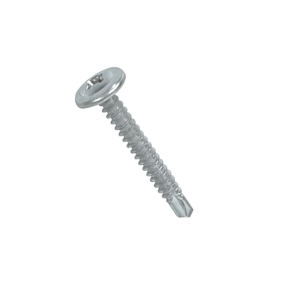 BJ8-12 Tornillo autoperforante zincado cabeza lenteja 10 mm, 8 x 1 1/4 pulgadas, largo 31 mm, paso 1,25 mm, caja de 100 unidades