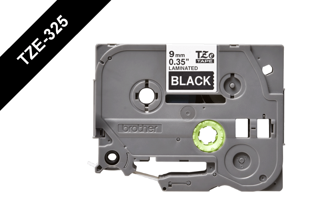 TZE-325 BROTHER Cinta de etiquetado 9mm caracteres blancos sobre fondo negro largo 8 metros para equipos PT-H110/E300/E550/D600