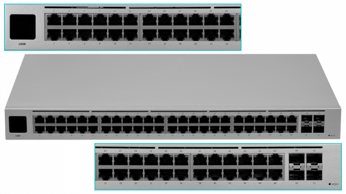 USW-48 UBIQUITI Pantalla-LCD1.3 48-Puertos-1000 4-SFP requiere-UniFi Conmutador Administrable-Capa2 Montaje-Rack