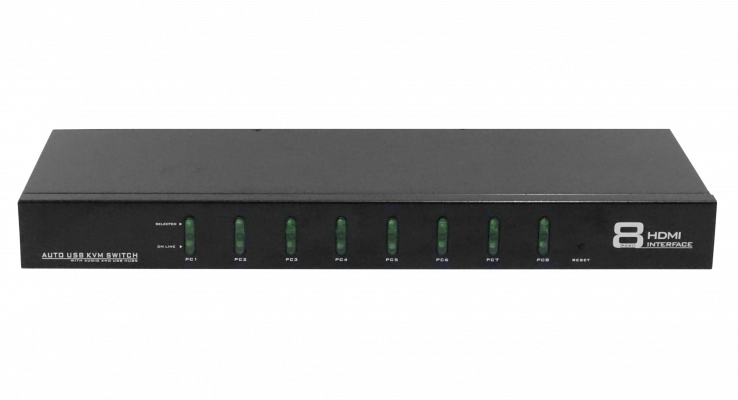 HKVM-8. Conmutador 8 puertos HDMI-USB incluye 8-USB2.0 manejo necesita-5V Inalámbrico+Control-1 4K 2160p 30Hz