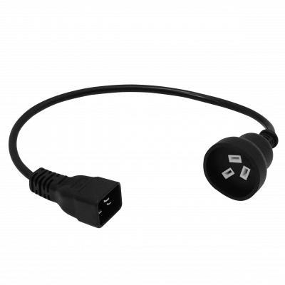 NDMR C20-Macho I-Hembra Cable Alimentación Negro 0,5mt Tipo-I=Argentina/Australia