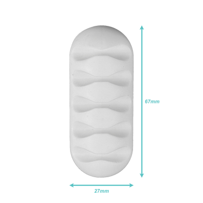 SILI-5W Sujetacables de Escritorio para 5 Cables Adhesivo de Silicona Blanco 27x67mm