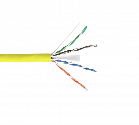 CB6L-UM3 Cable unifilar CAT6 UTP color amarillo de cobre con cubierta de PVC en caja de 300 metros fabricado en Taiwán por LINKMADE