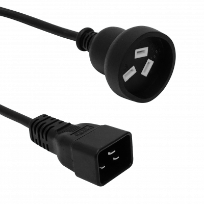 NDMR C20-Macho I-Hembra Cable Alimentación Negro 0,5mt Tipo-I=Argentina/Australia