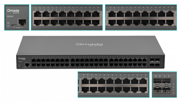 TL-SG3452. TP-LINK 48-1000 4-SFP Console-RS232/USB Switch Admin Rack Omada