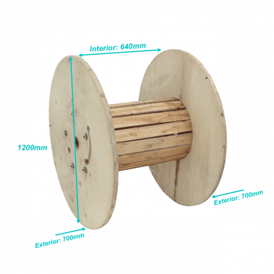 CARE-5 Diámetro-120cm Ancho-70cm Bobina Vacía Madera para Fibra Óptica