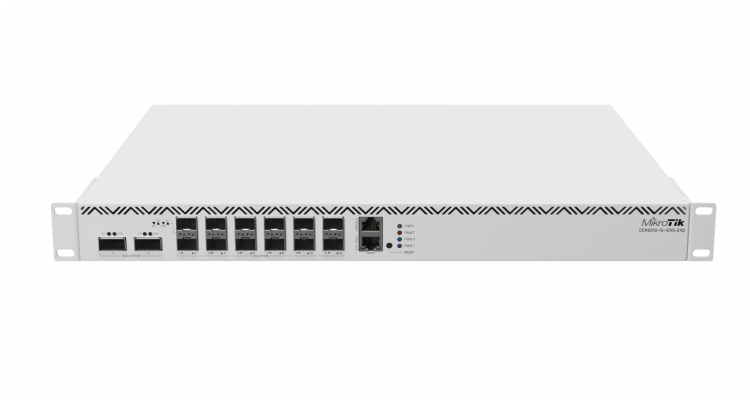 CCR2216-1G-12XS-2XQ Enrutador MIKROTIK con 2 puertos QSFP28 de 100G, 12 SFP28, 1 gestión 1000Base-T, licencia L6, doble fuente 220 VAC, requiere cables C13