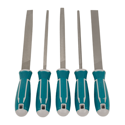 LIMAS-TOTAL TOTAL Juego de 5 limas de acero T12, longitud de 8 pulgadas (203 mm), modelo THT918516
