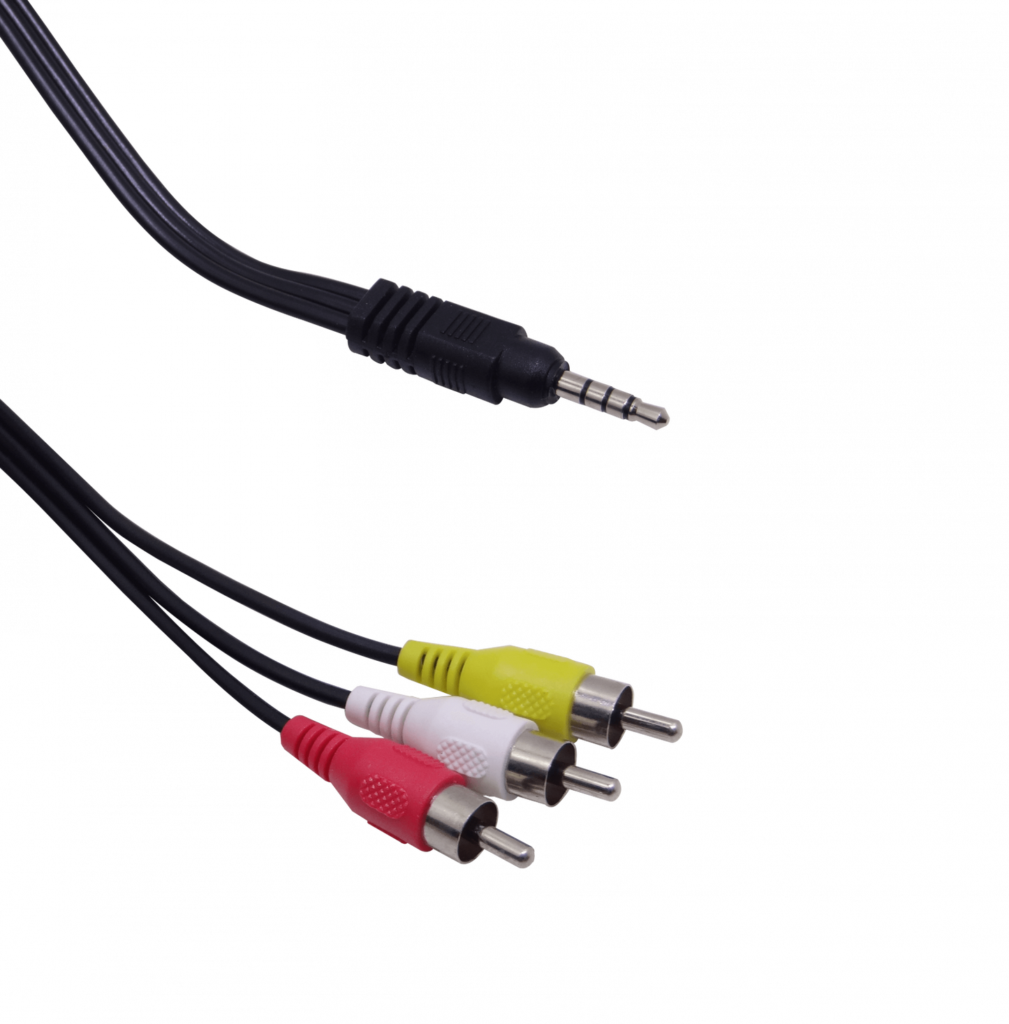AV-2MR Cable de Audio y Video de 1 Metro, Conector Macho 3.5mm a 3 Conectores RCA Macho, Plug Phone de 1/8