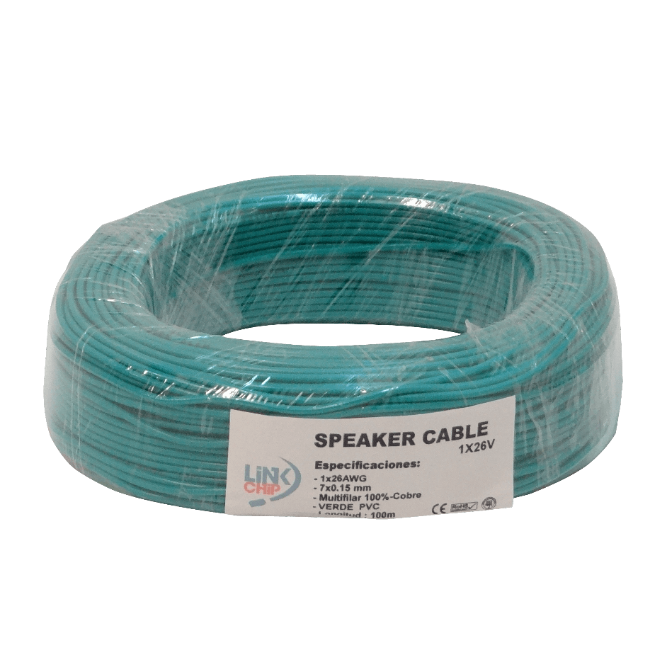 1X26V Verde Cable Unipolar 1x26awg Cobre 0,13mm2 100-metros Aislacion PVC 7x0,15mm