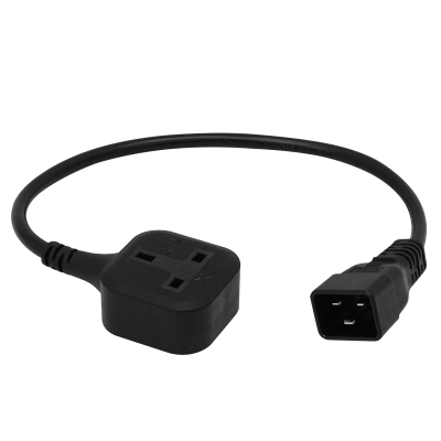 NDMU Cable de alimentación Macho C20 a Hembra UK 0,5 metros Negro 50cm