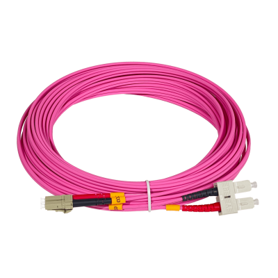 JF4LC10 Cable de Fibra Óptica Duplex Multimodo OM4 LC-SC LSZH de 10 metros 50/125µm 3mm.