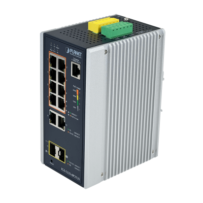 IGS-5225 PLANET Switch Industrial para Riel DIN, 8 Puertos 1000 PoE, 2 Puertos 1000, 2 Ranuras SFP, 240W Totales, Modelo 8P2T2S