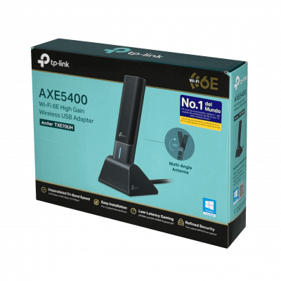 TXE70UH TP-LINK WiFi 6E 2402+2402+574Mbps triple banda 6/5/2,4GHz AXE5400 USB 3.0 Cable integrado 110cm