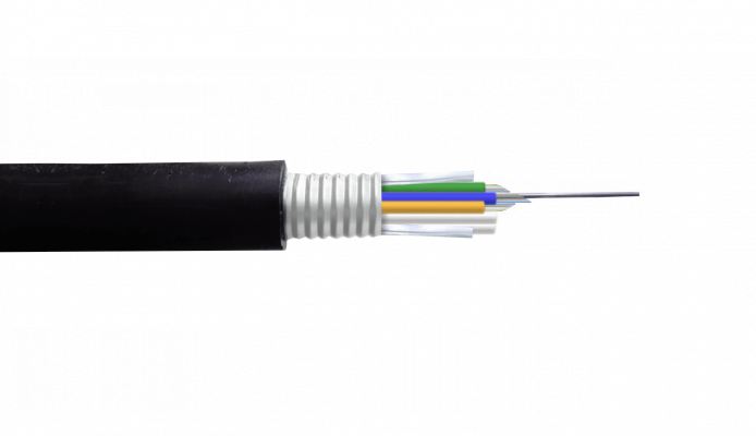CF3612 OM3 Cable Fibra-Óptica 12-Núcleos-Multimodo GYTS Armadura-Acero Exterior-PE OM3 12x50 3-Tubos