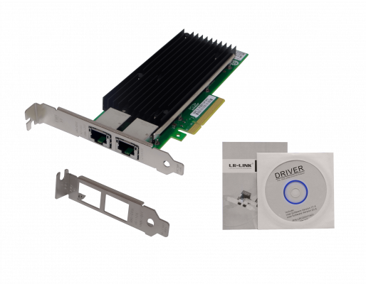PCIE-10G2. LRLINK Tarjeta de Red para Servidor 10gbps 2 Puertos 10G-RJ45 PCIe x8 2.0 Intel X540