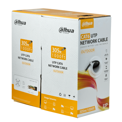 CBX6D-UN3 DAHUA Bobina de 305m Cable UTP Cobre Núcleo Sólido Cat6 Negro AWG23 PFM920-6U