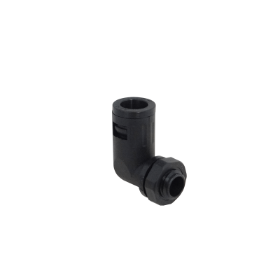 FLEP10-SC 10mm Conector Angular de Salida para Prensaestopas de Tubería Flexible Plástica Negro
