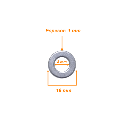 GOL-M8 Arandelas M8 10 piezas 16x8x1,0mm compatibles con Tornillo Sin Fin M8-230