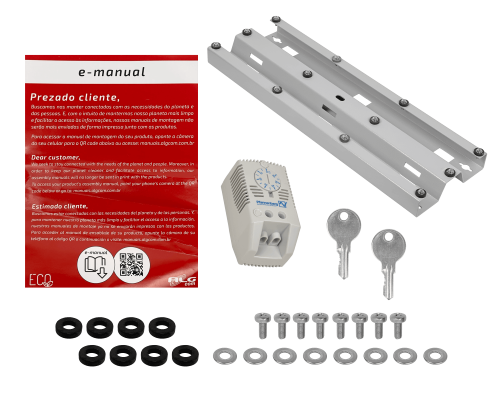 RK6-6BE ALGCOM Armario Estanco 6U 640x590mm IP54 para Exterior en Poste Galvanizado compatible con Acumuladores