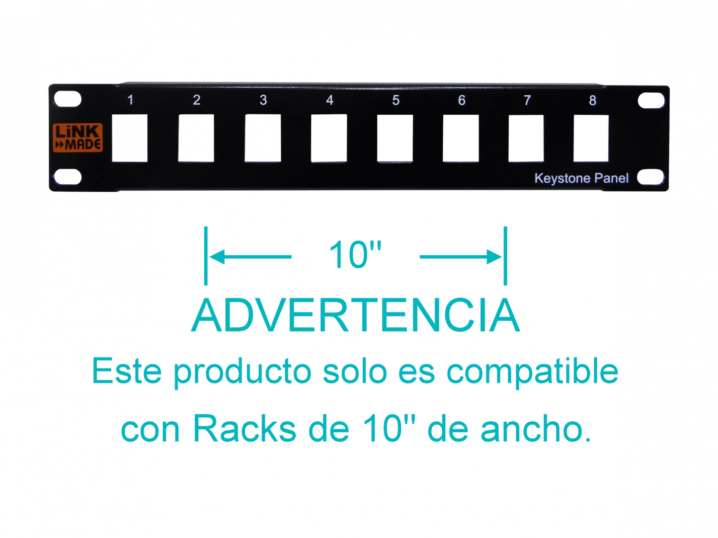 PP108L LINKMADE Panel de Conexiones Metálico de 10 Pulgadas para 8 Conectores Keystone 1U Sin Carga para Rack de 10 Puertos