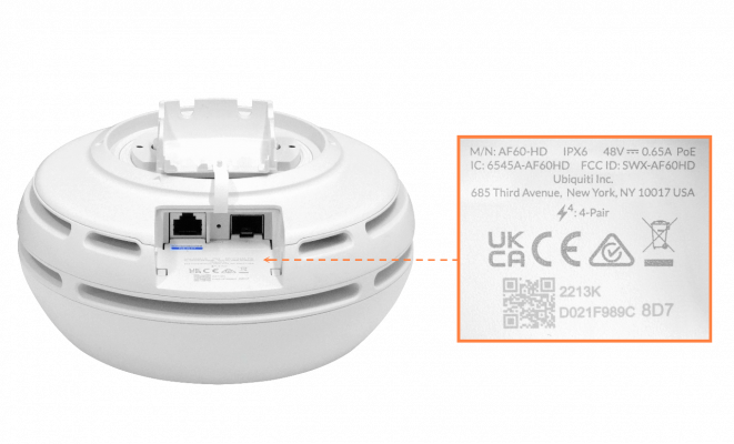 AF60-HD UBIQUITI Radio 60GHz 57-66GHz 1 Puerto 10G 1 Puerto SFP+10G 6Gbps 2km incluye 48V 189mm GPS