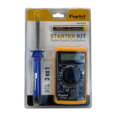 KIT6000 FUJITEL Estación combinada de soldadura con cautín y multímetro digital tipo tester