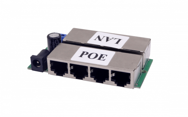POEPASS-4 Inyect PoE Pasivo 4-puerto 8-RJ45 2pin/Jack-5,5x2,1mm req-FuentePoder