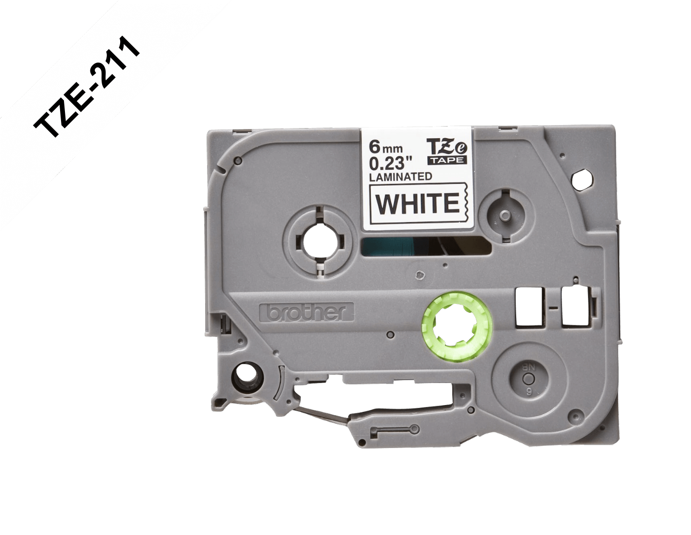 TZE-211 BROTHER 6mm Negro sobre Fondo Blanco Cinta 8mt para PT-H110/E300/E550/D600