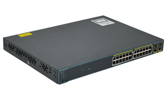WS-C2960-24PC-L DE SEGUNDA MANO CISCO CONMUTADOR 24-PUERTOS-100Mbps-PoE 370W-TOTAL 2-PUERTOS-SFP-COMPARTIDOS TERMINAL ADMINISTRACION BASTIDOR