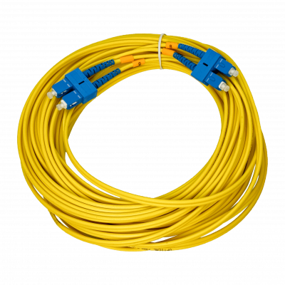JFSCC15 Cable de fibra óptica monomodo dúplex de 15 metros con conectores SC-SC/UPC, núcleo de 9/125 µm y cubierta de 3 mm