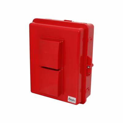 NP141105RV ALTELIX Con Ventilación Roja 355x280x127mm IP55 Gabinete para Exteriores NEMA3 PC+ABS