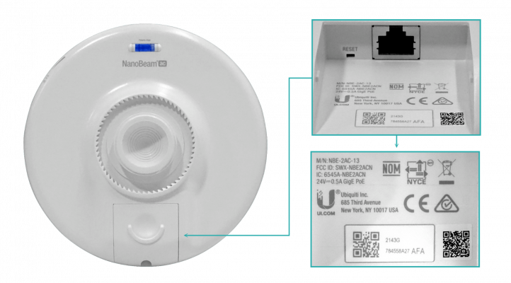 NBE-2AC-13 UBIQUITI AC 2,4GHz 13dBi 27dBm 1-1000-RJ45 inc-PoE24V-12W 2x2 NanoBeam
