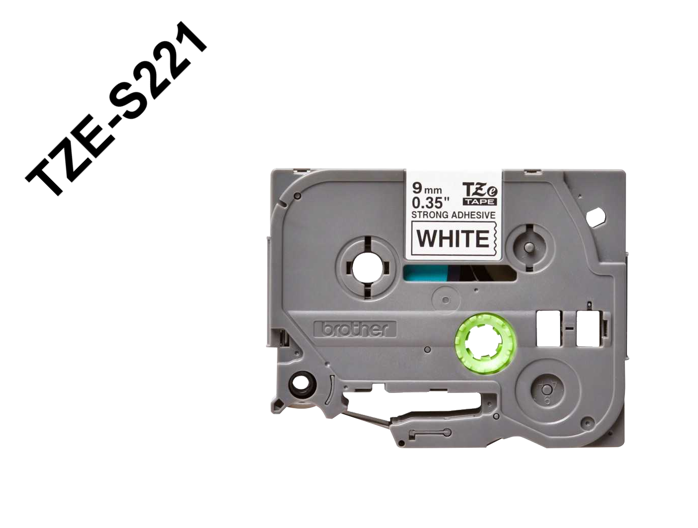 TZE-S221 BROTHER Rotuladora 9mm Negro sobre Blanco Cinta 8mt para-PT-H110 Adhesivo-Reforzado