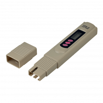 MIDE-AGUA Medidor digital de TDS (Sólidos Disueltos Totales) y temperatura en °C/°F, requiere 2 pilas LR44