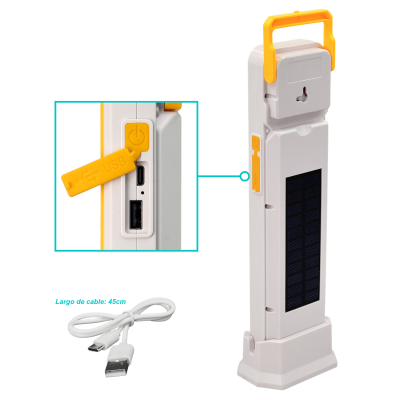 EL125 125-LED 16hr Lampara Emergencia Bateri 100WH req-5V-USB-C 75x75x310mm