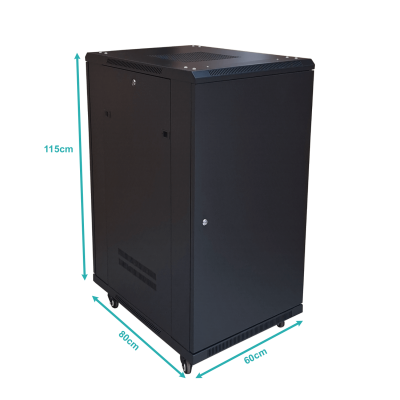 RK22-8LF Rack 22U Ciego Fondo-80cm Ancho-19pulg Piso Ruedas Bandeja PDU
