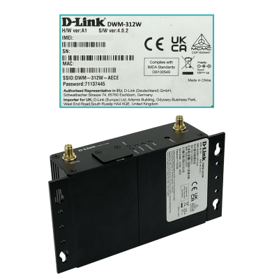 DWM-312W D-LINK router 4G/LTE con doble ranura SIM, un puerto WAN/LAN, un puerto LAN, Wi-Fi 2,4GHz, funcionalidades M2M y SNMP, compatible con redes GSM, incluye fuente de 12V