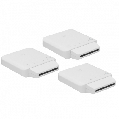 USW-FLEX-3 UBIQUITI Conmutador 3 Puertos 5-1000-PoE(necesita-1-entrada) Potencia-máx-46W-totales Intemperie requiere-af/bt+