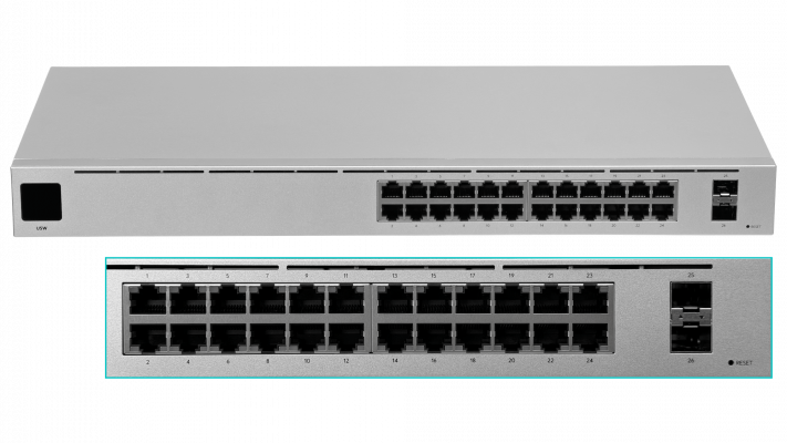 USW-24 UBIQUITI LCD1.3 24-1000 2-SFP RS232 req-UniFi Switch Administrable Bastidor