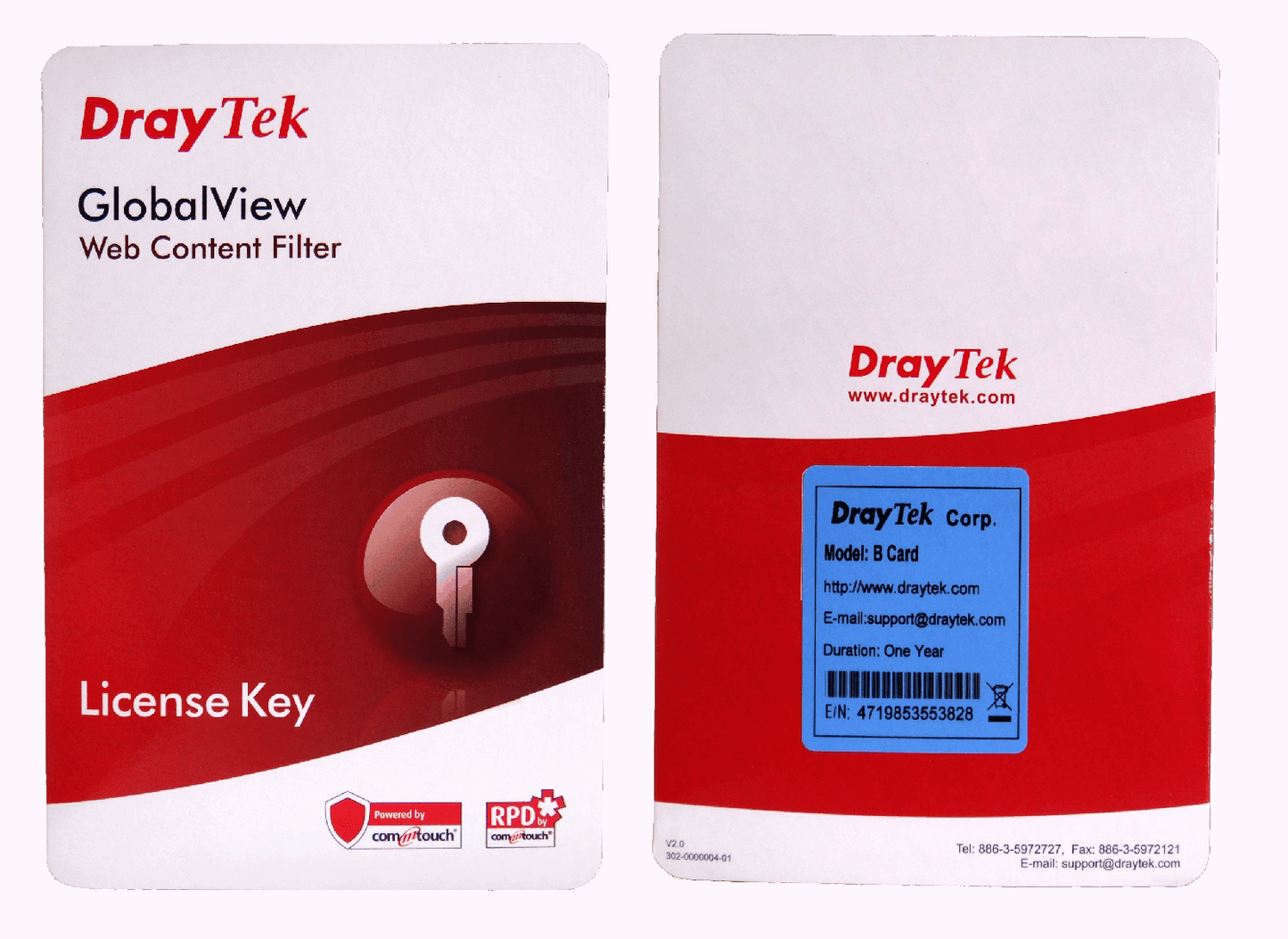 B-CARD DRAYTEK Suscripción de licencia B por 1 año para filtrado de contenido web GlobalView