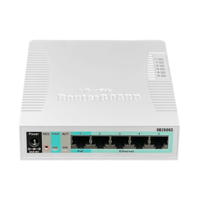 RB260GS MIKROTIK CONMUTADOR 5-1000 1-SFP ATHEROS SWOS VLAN