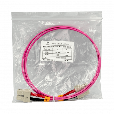 JF4CC1 Cable de Fibra Óptica Multimodo OM4 Duplex SC-SC, 1 metro, cubierta LSZH, 50/125µm, diámetro 3mm